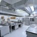 a picture of a commercial kitchen that has food grade PVC wall panels