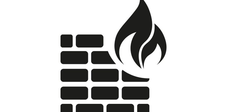 Black and white icon of fireproof wall concept