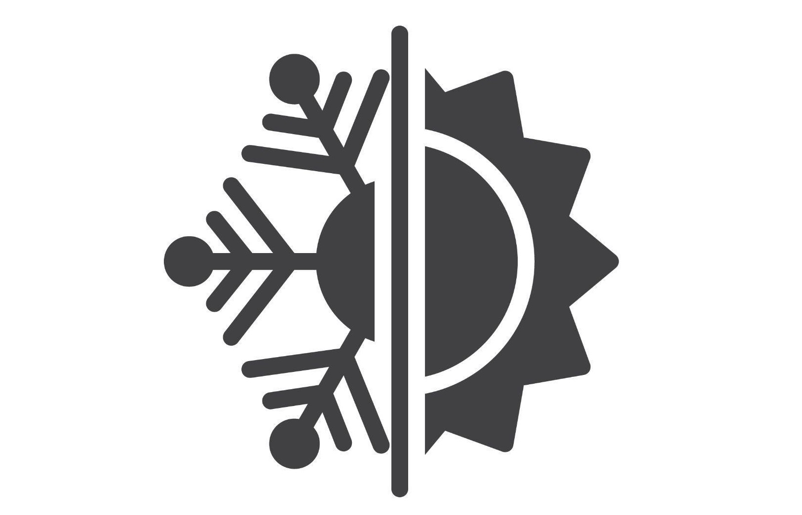 Thermal insulation snowflake and sun symbol