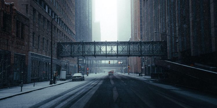 Winter on a city street