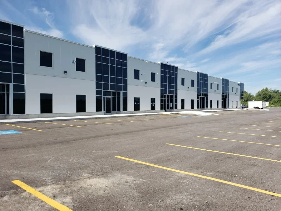 Modern insulated metal panels used in construction of office building